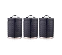 GEEPAS 3-Piece Tea Coffee Sugar Canisters Set in Black, Black