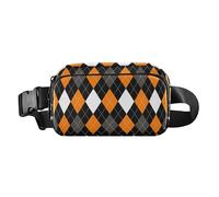 Argyle Buffalo Plaid Check Tartan Scotland Orange Halloween Stylish Waist Bag Fanny Pack for Women Men Teenagers Large Capacity Bum Belt Bag with Adjustable Strap for Travel Shopping Running,