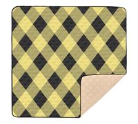 Argyle Buffalo Plaid Check Tartan Scotland Yellow Black Soft Thick Baby Playmat for Floor Non-Toxic Tummy Time Mat for Baby Toddler Infant, 50'' x 50''