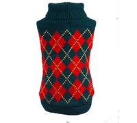 Argyle Dog Knitted Sweater Elegant Soft Knitting Pullover Pet Puppy Cat Winter Warm Vest Coat Green XL