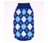 Argyle Dog Sweater | Crochet Knitted Puppy & Cat Jumper, Warm Comfortable Cold Weather Clothes for Small Dogs(Dark blue,XS(old))