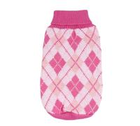 Argyle Dog Sweater | Crochet Knitted Puppy & Cat Jumper, Warm Comfortable Cold Weather Clothes for Small Dogs(Pink,S)
