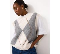 Argyle Grey & Cream Knitted Tank Top S