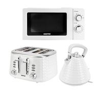 "Argyle" Matching 1.5L Kettle, Toaster and 20L Microwave Oven Set Geepas White One Size