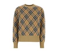 Argyle Pattern Crewneck Jumper - female - Burberry - Round-neck Knitwear - Beige - M - Knitwear M