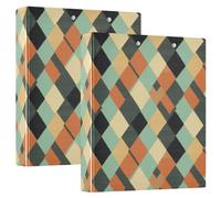 Argyle Plaid Lightcoral Heavy-Duty Binders with Clipboard 1 Pack 1.5" Office Binder Home Travel Cards Storage Container 200 Sheets