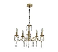 Argyll 5 Way Brass Ceiling Light Chandelier ValueLights Metallic Gold One Size