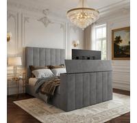 Argyll Upholstered Soft Velvet Line Grey Tv Bespoke Bed Frame