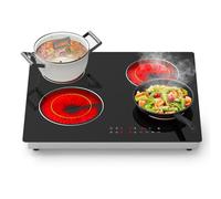 Argyolas 6700W 4 Bunner 4 Zone Built-in Ceramic Hob - Electric Infrared Cooktop with Dual Ring Burner, Timer & Child Lock - 230V Black Glass Touch Control Hob for All Cookware