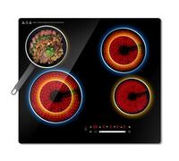 Argyolas 6700W Built-in Ceramic Hob 4 Zone - Electric Cooktop with Touch Control, Dual Zone, Timer & Child Lock - 230V Black Glass Vitroceramic Hob Dual Expandable Burner 220V