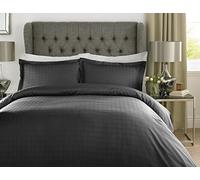 ARHAUM Luxury 400 Thread Count Duvet Cover Set (135 x 200 CM) with pillowcases (50 x 75 CM) | 100% Cotton Soft & Comfortable Satin Check Bedding Set (Black, Single)