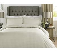 ARHAUM Luxury 400 Thread Count Duvet Cover Set (200 x 200 CM) with 2 pillowcases (50 x 75 CM) | 100% Cotton Soft & Comfortable Satin Check Bedding Set (Cream, Double)