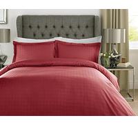 ARHAUM Luxury 400 Thread Count Duvet Cover Set (230 x 220 CM) with 2 pillowcases (50 x 75 CM) | 100% Cotton Soft & Comfortable Satin Check Bedding Set (Red, King)