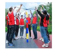 ARHEORMUH Building Block Tower Game Sets, Classrooms Corporate Events Teamwork Outdoor Activities Games for Improving Communication Skills(Red,5PCS)