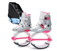 ARHEORMUH Kangaroo Jump Shoes Fitness Jumping Shoes Moon Boots with Carrying Bag, Women's Pink Silver Anti Gravity Bounce Running Boots, Load 55-90kg(XL 41-43EU)