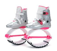 ARHEORMUH Kangaroo Jumps Shoes Fitness Jumping Shoes Moon Boots, Women's Pink Silver Anti Gravity Bounce Running Boots, Load 55-90kg(L 38-40EU)