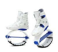 ARHEORMUH Kangaroo Jumps Shoes White Blue Unisex Jumping Shoes, Indoor Outdoor Exercise Fun Fitness Bouncing Boots with Removable Lining(XL 39-41EU)