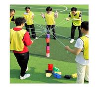 ARHEORMUH Outdoor activity team building block tower game for employees improving communication skills fostering leadership(Red,5PCS)