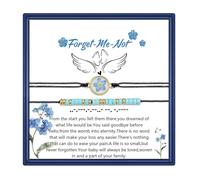 ARHTF Forget-Me-Not Pressed Flower Bracelet Morse Code Bracelets Miscarriage Gifts for Mothers Forget Me Not Jewelry Personalized Handmade Jewelry, adjustable, Stone, no gemstone