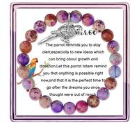 ARHTF Parrot Bracelet for Women Cute Parrot Charm Gifts for Parrot Owners 8mm Natural Stone Bead Bracelet, M, Stone, no gemstone
