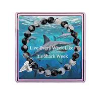 ARHTF Shark Bracelet Shark Gift for Shark Lovers Shark Charm Shark Gifts for Him Her Live Every Week Like Shark, M, Stone, no gemstone