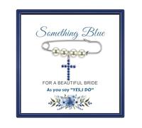 ARHTF Something Blue Gift for Bride,blue cross brooch,bride gifts for wedding day,bridal shower gifts,Wedding Keepsake Gift for Bride, Universal, Copper, no gemstone