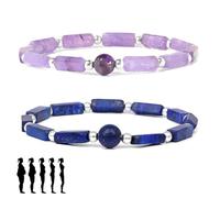 ARHZ 2 Pcs Amethyst Lapis Lazuli Magnetic Field Therapy Bracelet with Gemstones for Modelling