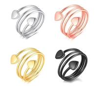 ARHZ 4 Pcs Heart Magnet Ring Love Magnet, Ring Magnet Ring, High Quality Adjustable Ring for Men and Women (Gold + Silver + Rose Gold + Black)