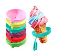 ARHZ 6 Pcs Ice Lolly Holder,2-in-1 Silicone Ice Cream Holder,Popsicle Holders for Kids,Ice Lolly Drip Catcher,Silicone Drip Free Popsicle Holder for Kids,Reusable,Summer Party