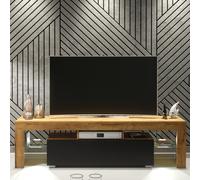 Aria 160cm TV Unit LED - Oak & Black Matte Doors
