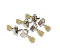Aria Acoustic & Electric Guitar Machine Head Set (L3:R3), Chrome with Plastic Buttons
