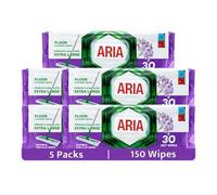 Aria Floor Cleaning Wet Wipes Pack Of 5, Extra Large, Premium Floral Scent, Suitable for Flat Mops, 30 Wipes, 150 Wipes In Total
