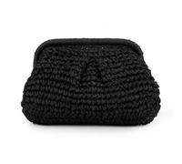 Aria Luxe Purse for Women Cloud Dumpling Pouch Straw Crossbody Shoulder Handbag Summer Beach Woven Bag, Rose Red, One Size(Black)