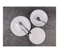 (Aria - Round, 24 piece) 12/24 White Glass Dinner Set Small Plate Soup Bowl