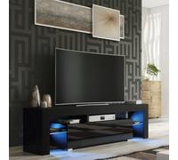 Aria Tv Unit 160Cm Black High Gloss Doors With Led Lighting - Creative Furniture