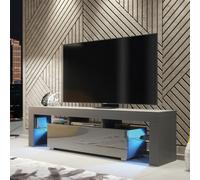 Aria Tv Unit 160Cm Dark Grey With High Gloss Doors And Led Lighting - Creative Furniture