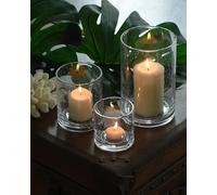 ARIAMOTION Hurricane Glass Candle Holders Set, Pillar Votive,Clear Seeded Bubbles Cylinder Vase,Modern Rustic Table Centerpieces Bulk, 3 Sizes 8 Inch 5 Inch 3.5 Inch Height