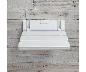Arian EcoSpaⓇ Comfort Bathroom Mobility Aid | Wall Mounted Folding Shower Seat Stool in White | Max. 130kgs/20st