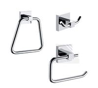 Arian 'Ordinato' Bathroom Accessory Set- Towel Ring & Rail, Double Robe Hook and Toilet Roll Holder