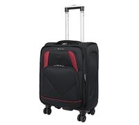 ARIANA® 20" Cabin Suitcase 55x39x25cm Expandable, Lightweight Soft Shell Carry On Luggage, 4 Wheel Spinner, Combination Lock, Telescopic Handle Travel Bag (Black)