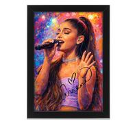 Ariana Grande Art Styled Signed Poster Print - Limited Edition Autograph Fan Gift, Collectible Memorabilia Wall Art Merchandise (A4 Framed)