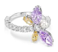 Swarovski X Ariana Grande Motif Ring, Mixed Cuts, Dragonfly, Multicolored, Rhodium Plated