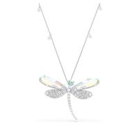 Ariana Grande x Swarovski pendant and brooch, Crystal pearl, Mixed cuts, Dragonfly, White, Rhodium plated