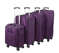 ARIANA® Lightweight 4 Wheel Spinner Soft Shell Suitcase Luggage Carry On Cabin Travel Bag RT905 (Purple, Set of 4pcs (20"+26"+29"+32"))