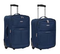 Ariana® Lightweight Hand Luggage Cabin Size Trolley Suitcase Carry On Travel Bag (Navy, 2 Pcs Set (18" + 21"))