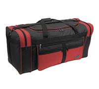 ARIANA Lightweight Holdall Duffle Cargo Travel Cabin Gym Bag - 2002 (Medium 25" (L65xW29xH32 cm), Black - Red)