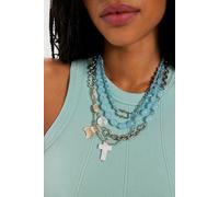 Ariana Ost Cliff Beaded Semiprecious Stone Layered Necklace at Free People in Aquamarine & Silver - female