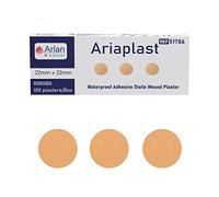 AriaPlast Sterile SPOT 100 Round First Aid Wound Plasters - 22mm x 22mm, Beige 1 Count (1)