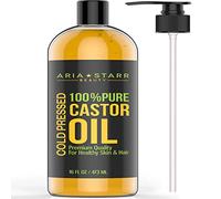 AriaStarrBeauty Castor Oil Cold Pressed - 16 Fl Oz - Best 100% Pure Hair Oil For Hair Growth, Face, Skin Moisturizer, Scalp, Thicker Eyebrows And Eyelashes