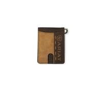 ARIAT Bifold Money Clip Roughout Crocodile Wallet, Tan, Brown, Classic